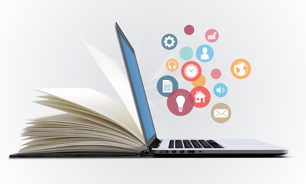 Digital book ebook online learning prezi next presentation template