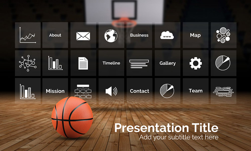 Creative 3D basketball Prezi Next presentation template