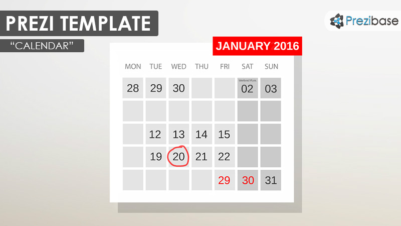Calendar deadlines overview year prezi template