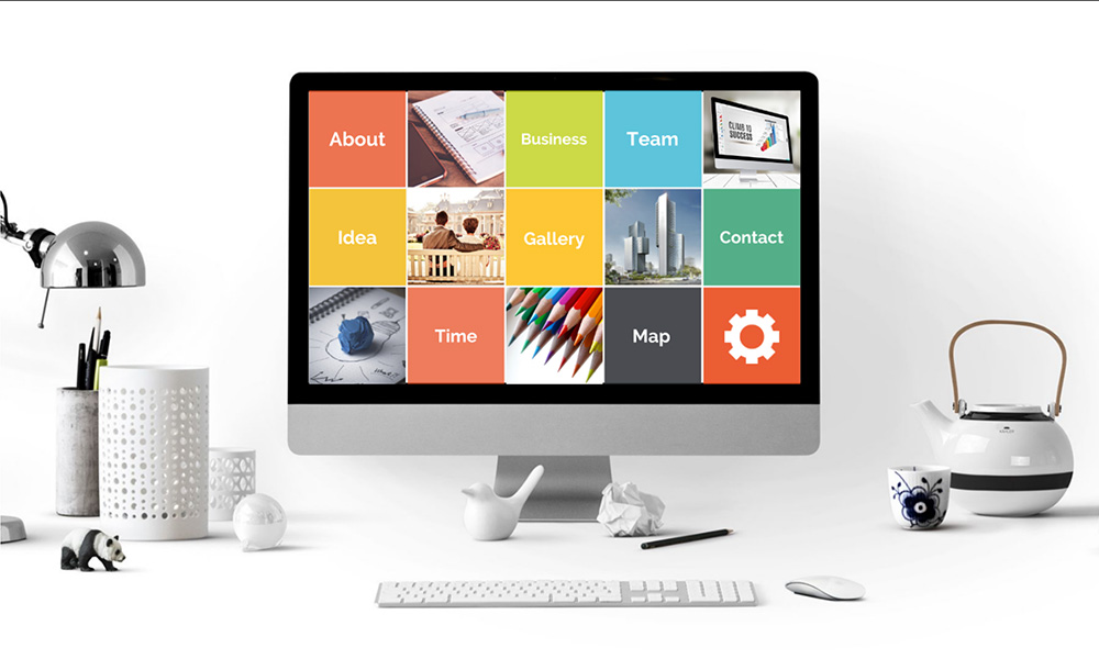 Colorful computer screen display business promotion prezi next presentation template