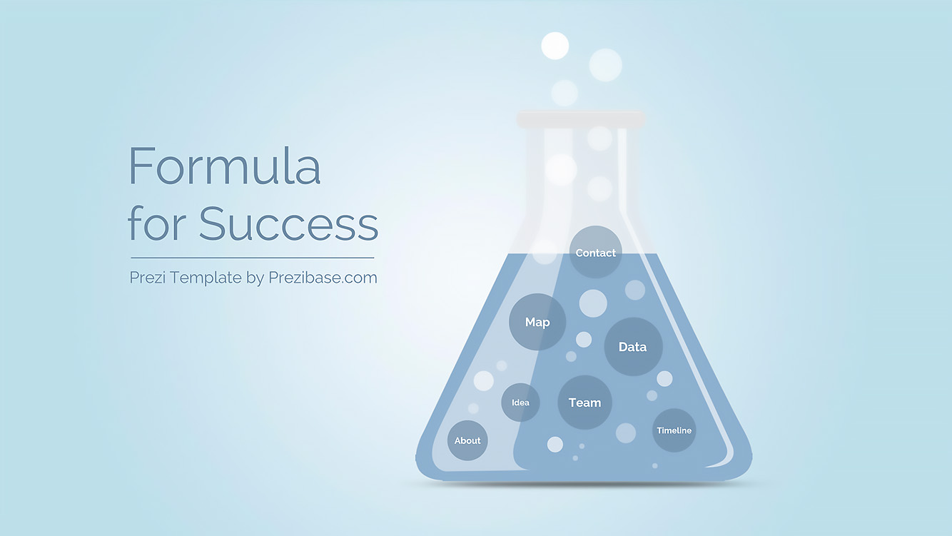 Creative success formula science beaker Prezi Next template for presentations