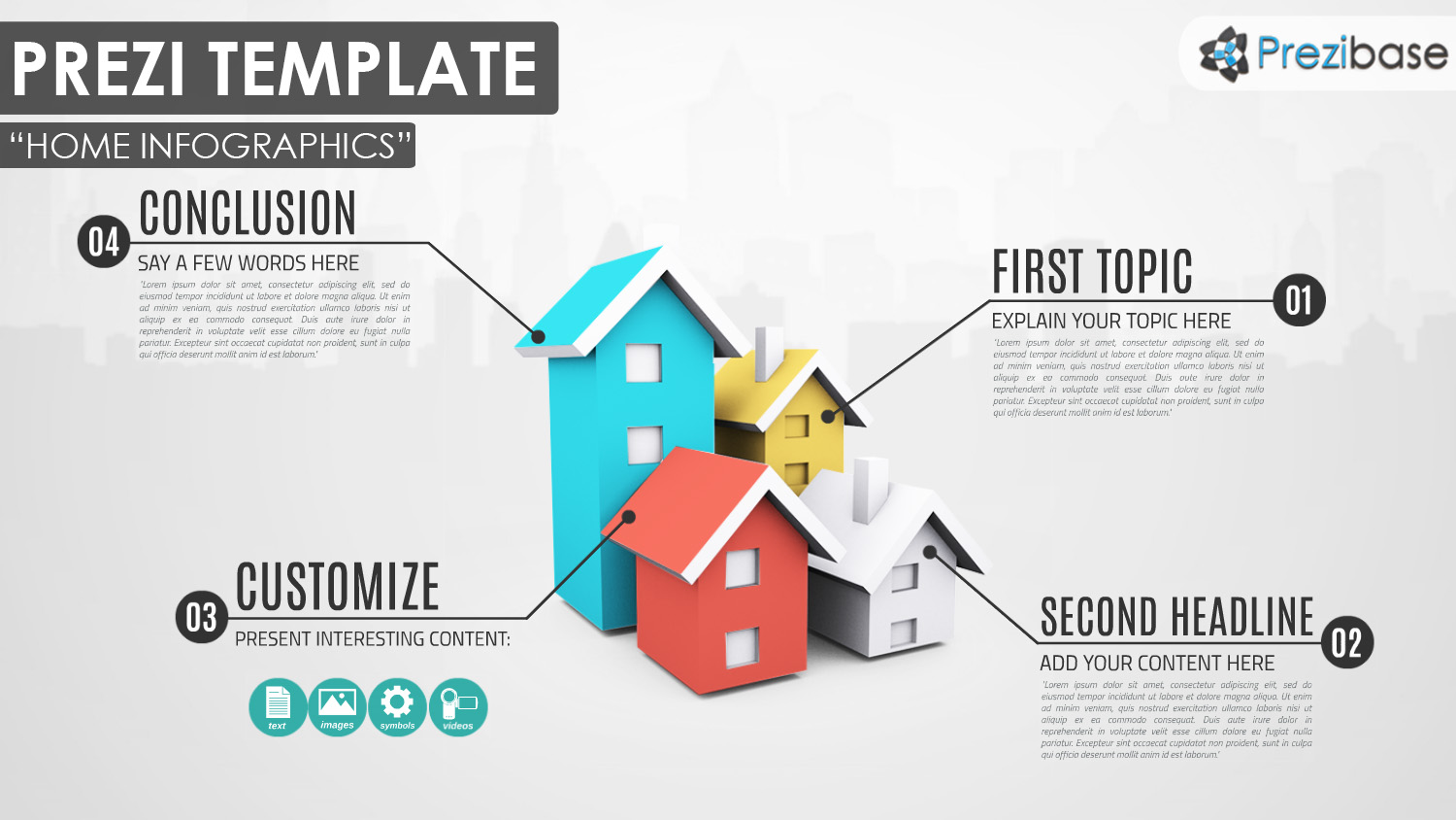 3D real estate and house or home infographic property prezi template