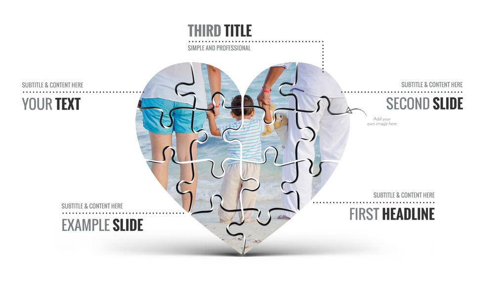 3D jigsaw puzzle shaped heart prezi presentation template