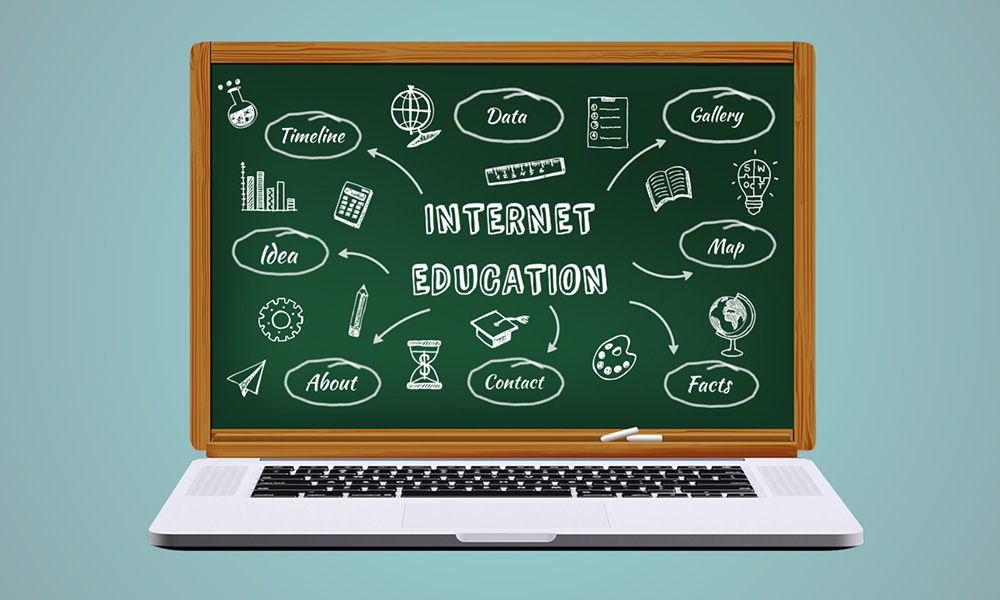 online education laptop prezi template