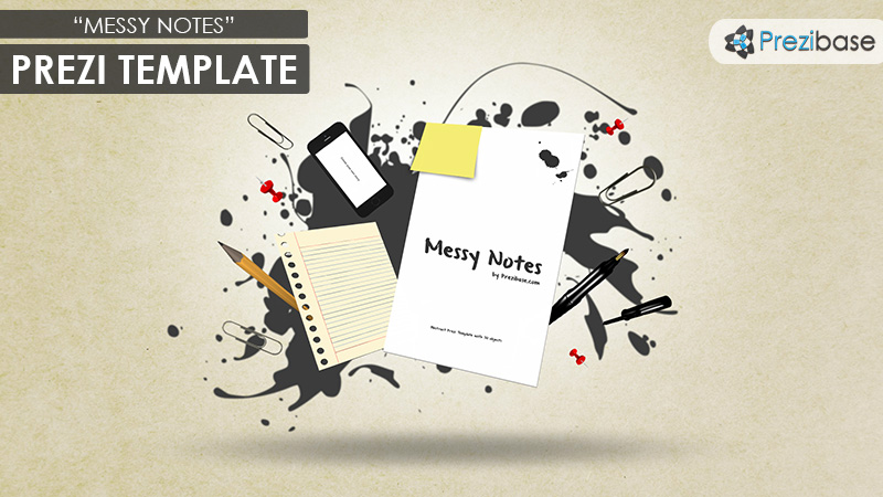 messy notes 3d prezi template for school