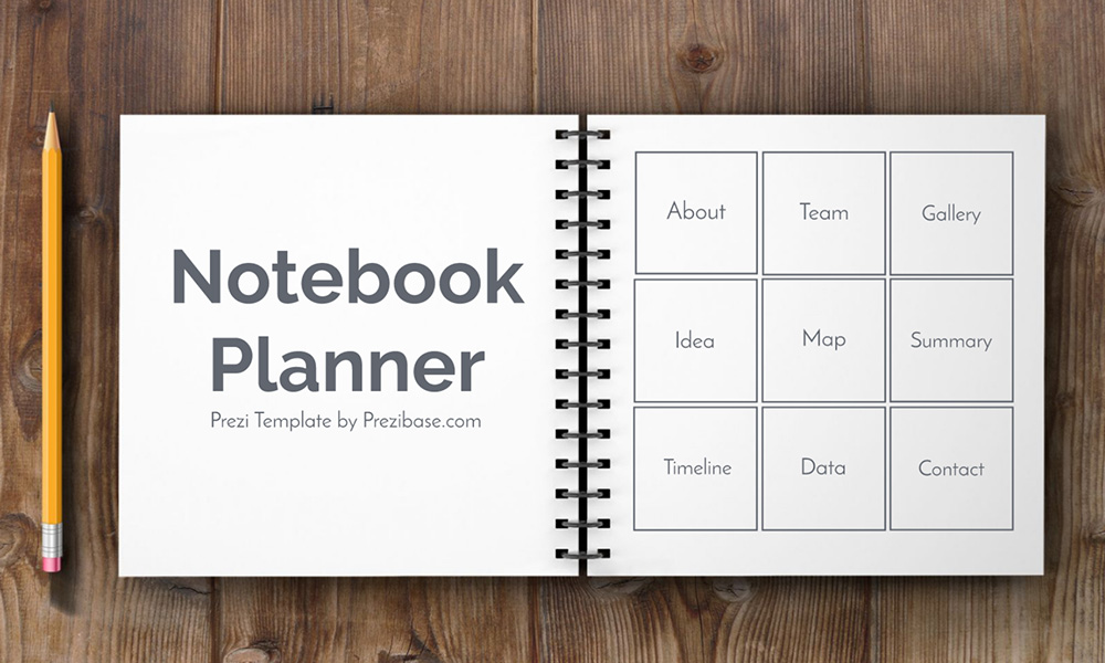 notebook sketchbook planner prezi next presentation template