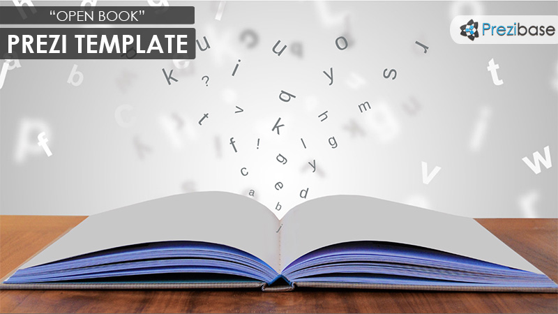 3D book on table alphabet education prezi template reading