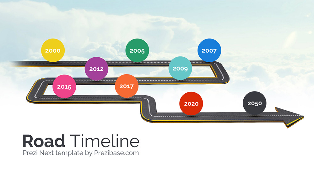 Road in sky timeline infographic template presentation