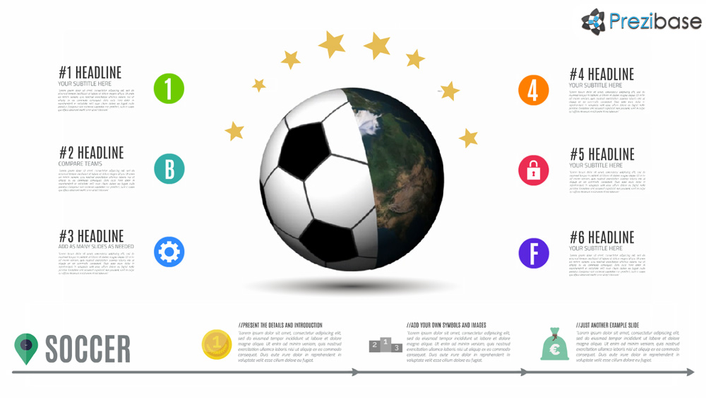 Football and soccer 3d earth world prezi presentation template animated