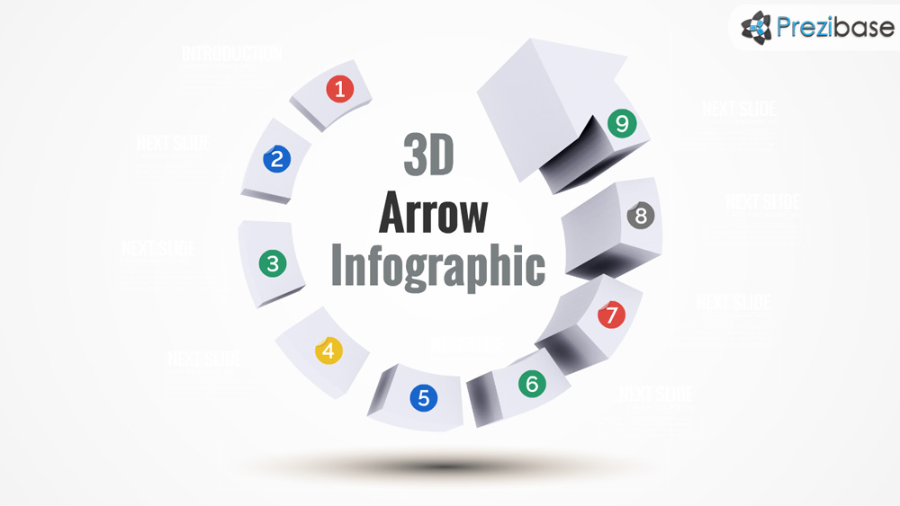 3D progress arrow infographic prezi presentation template