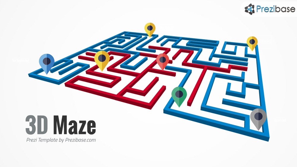 3D maze labyrinth business route path prezi presentation template