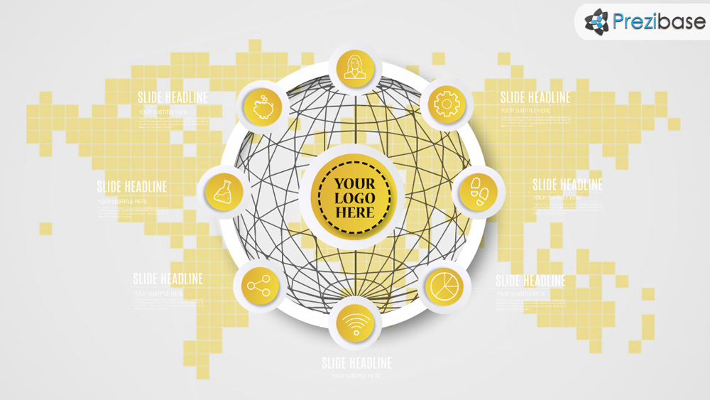3D yellow infographic circle prezi presentation template