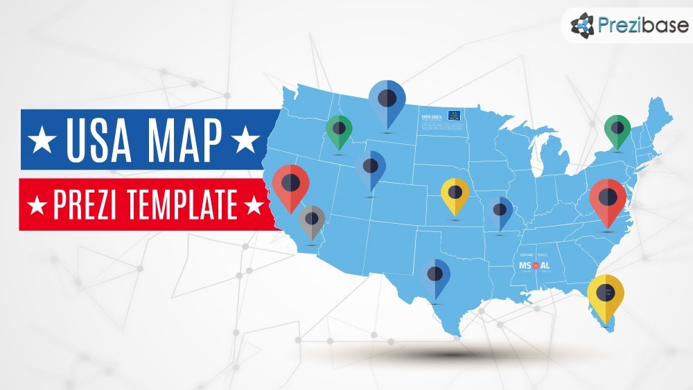 USA america states map prezi template