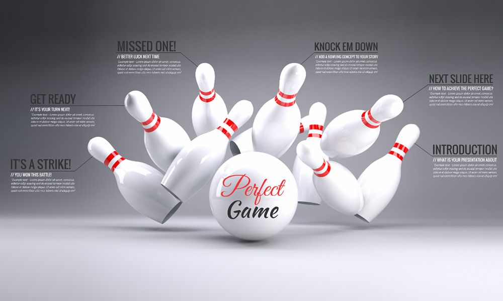 Bowling strike 3D Prezi presentation template