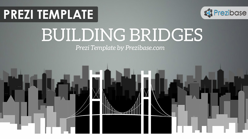 3D black and white building bridges prezi template