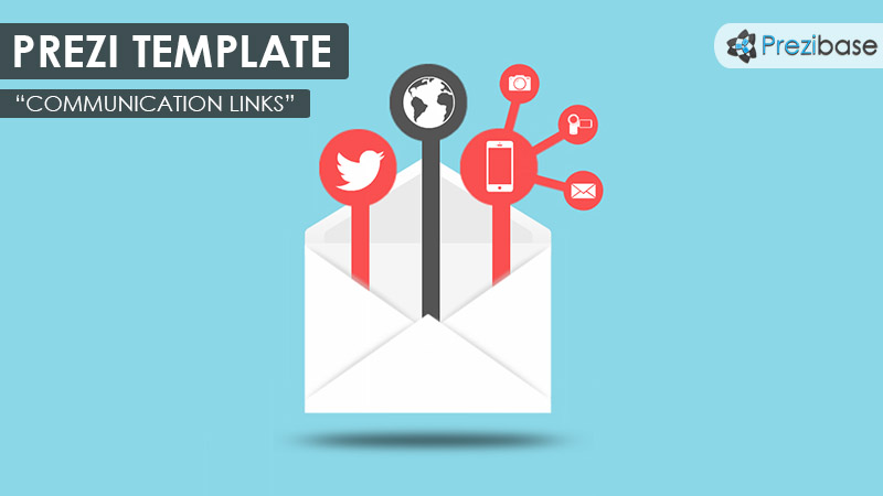 envelope business communication links flat prezi template