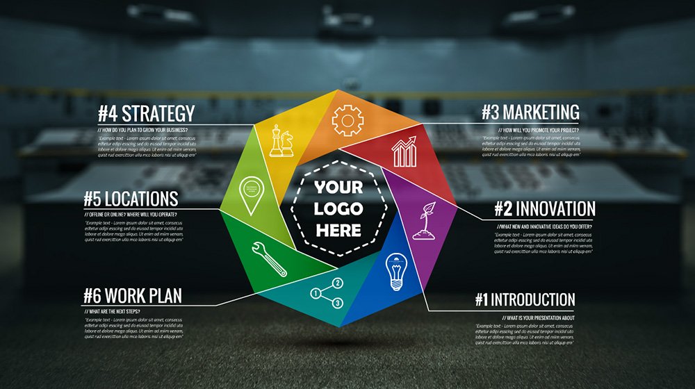 3D infographic colorful circle prezi presentation template