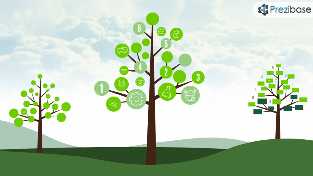 Creative tree diagram chart graph leafs nature prezi presentation template