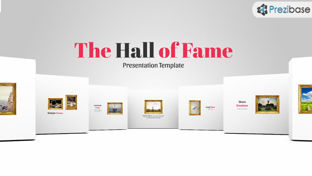 White hallway 3D photo gallery slideshow prezi presentation template