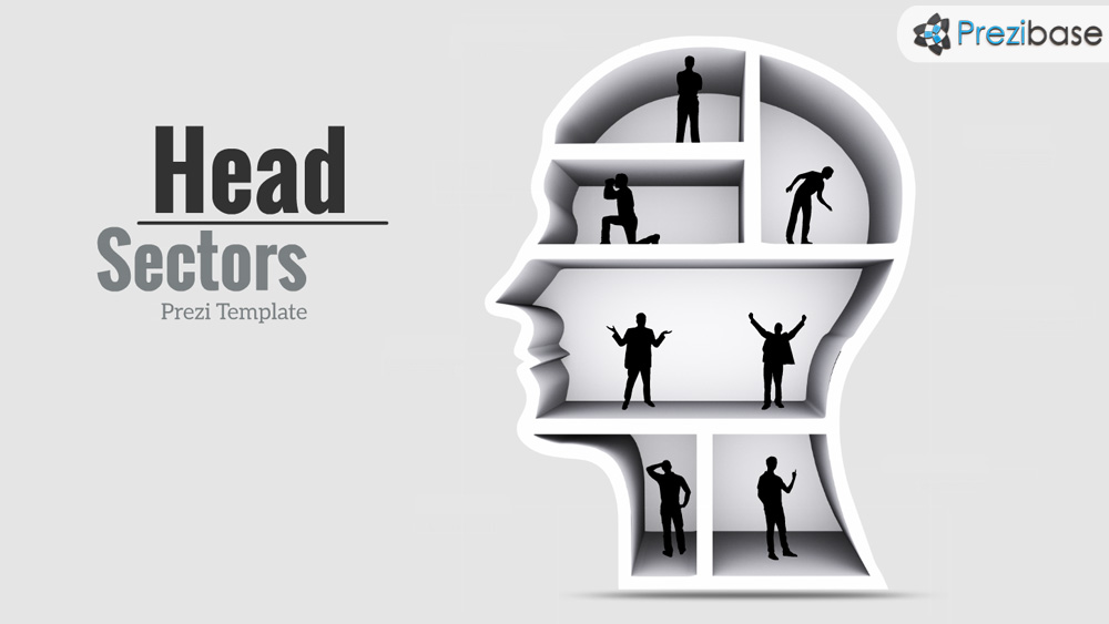 Creative 3D head sectors Prezi presentation template