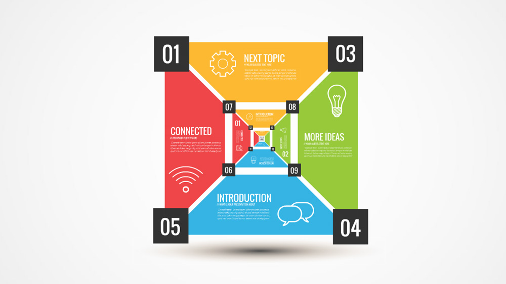 colorful infographic square box prezi presentation template