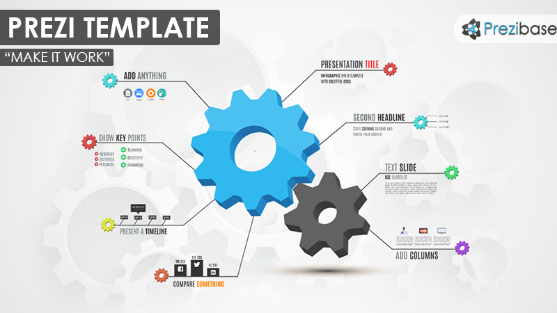 creative 3d cogs gears infographic business prezi template