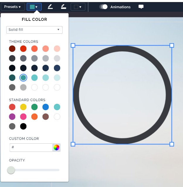 Prezi Next circle with no body color and just a border line