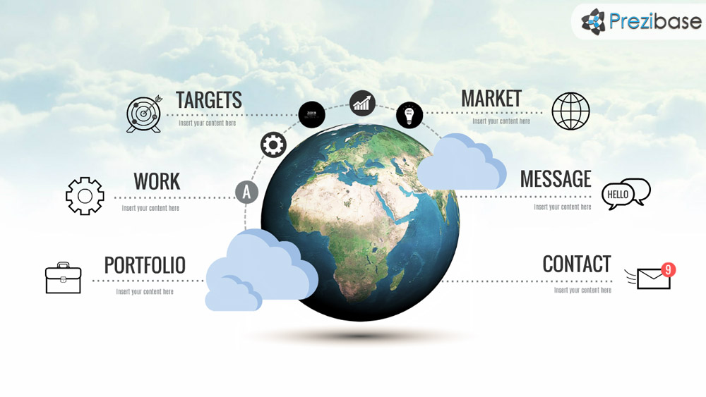 world globe earth business infographic professional presentation prezi template