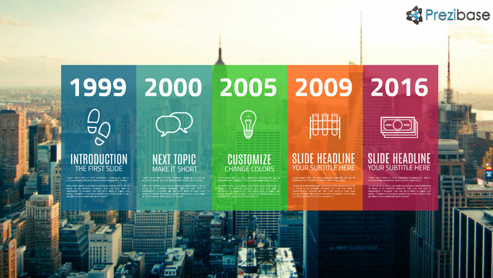 colorful city background professional timeline prezi presentation template