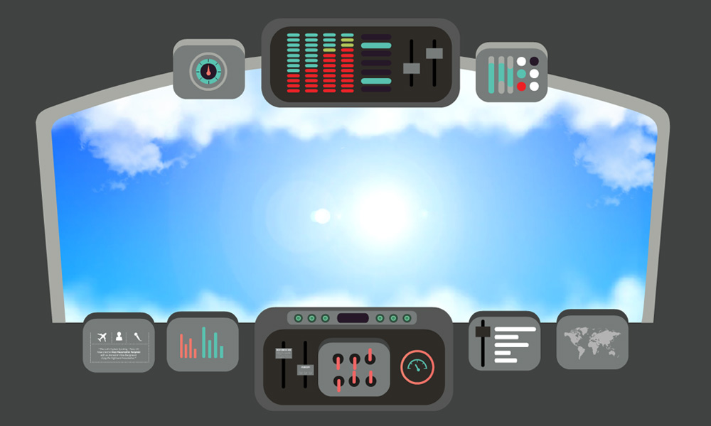 Animated clouds and sky flying with airplane prezi template