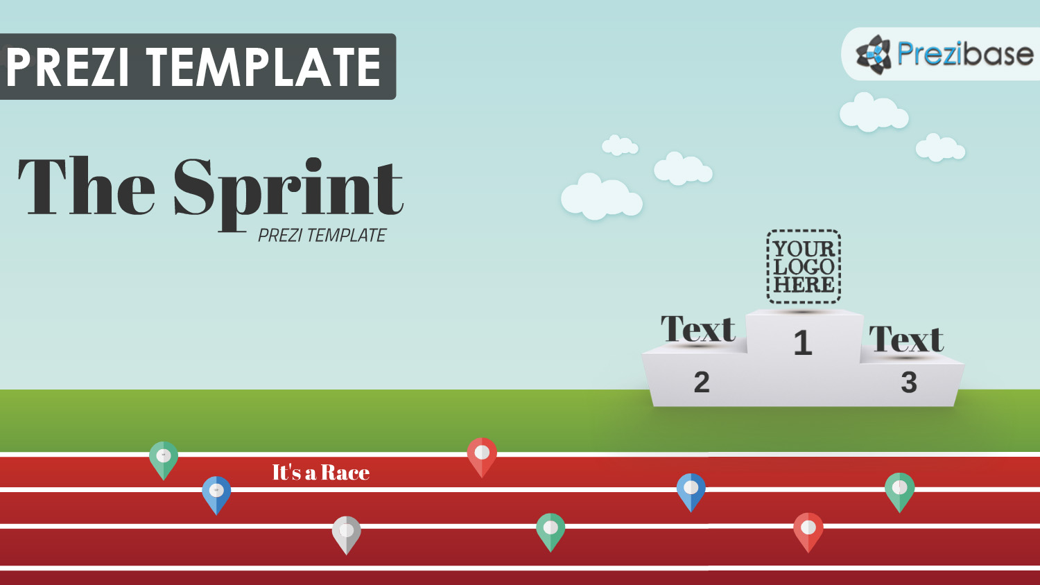 running sports track competition business sprint timeline prezi template