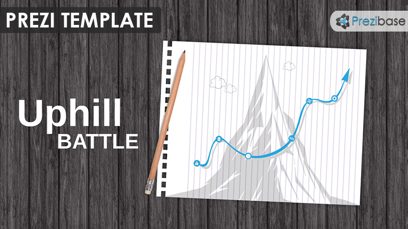 uphill battle mountain climb arrow line chart prezi template
