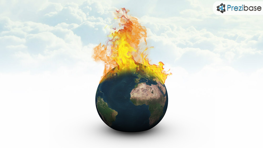 3D world burning climate change and global warming prezi presentation template