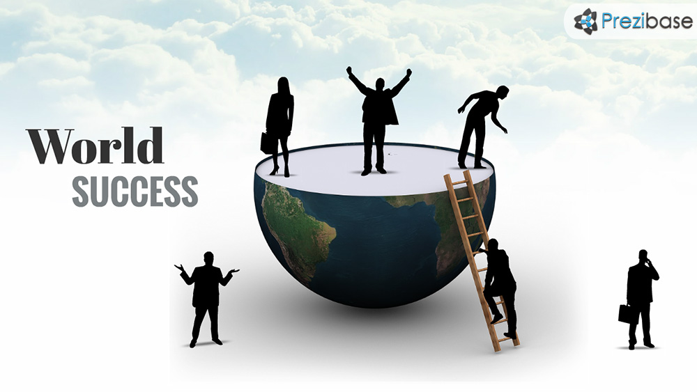 World success 3d creative business people climbing career prezi presentation template