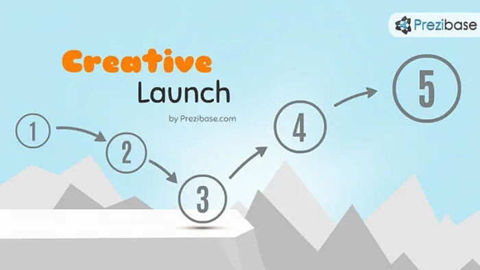 creative start launch mountain sky prezi template free