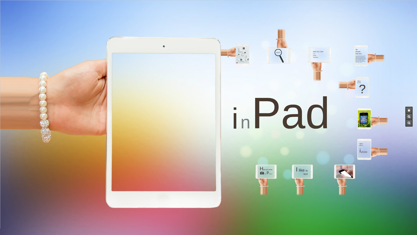 in Pad is iPad theme Prezi with OS X Style clean colourful blur background