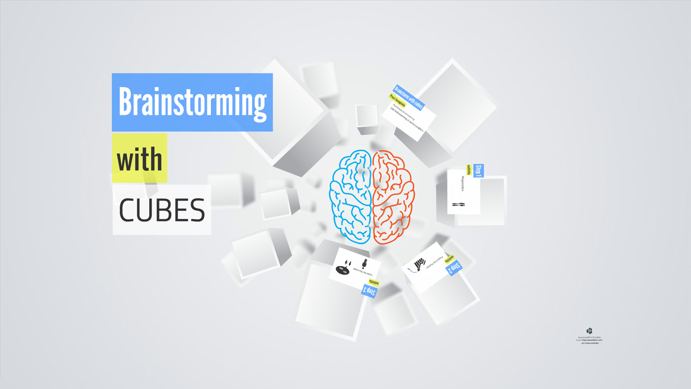 Brainstorming with cubes Prezi Template from Prezibase