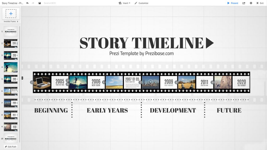 prezi presentation timeline