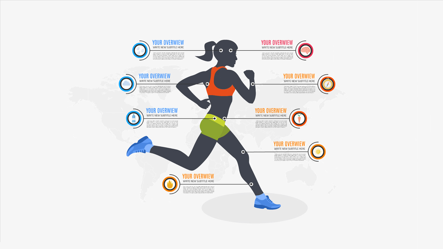 woman running sports infographic template