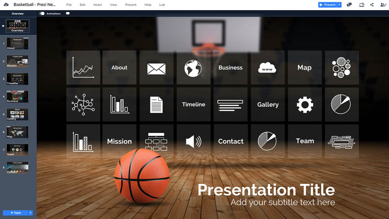 basketball court infographic template presentation