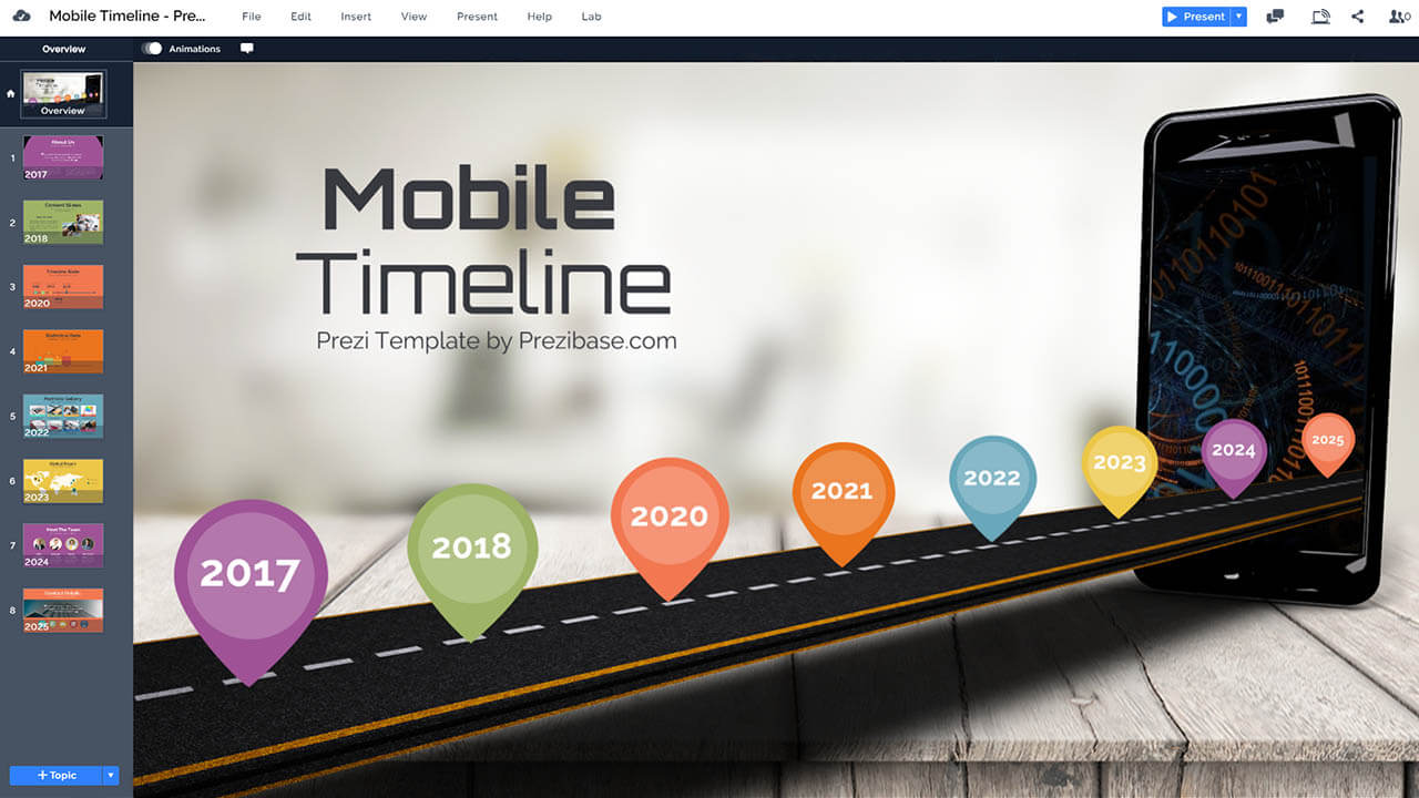 mobile-timeline-road-3D-goals-and-vision-iphone-roadmap-prezi-presentation-template