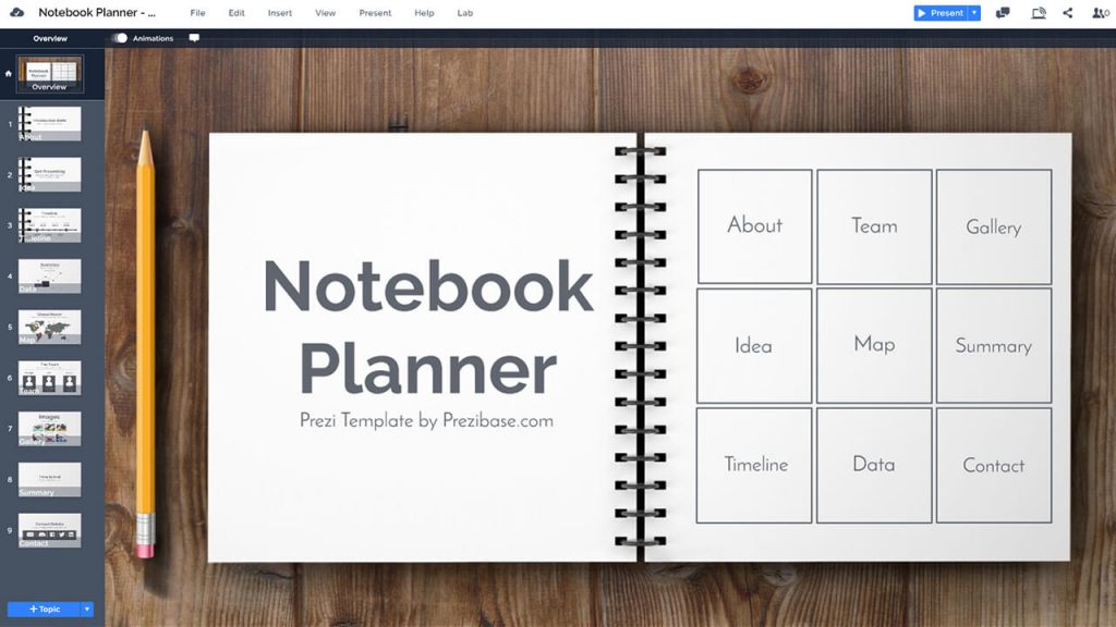 Notebook Planning Prezi Template | Prezibase