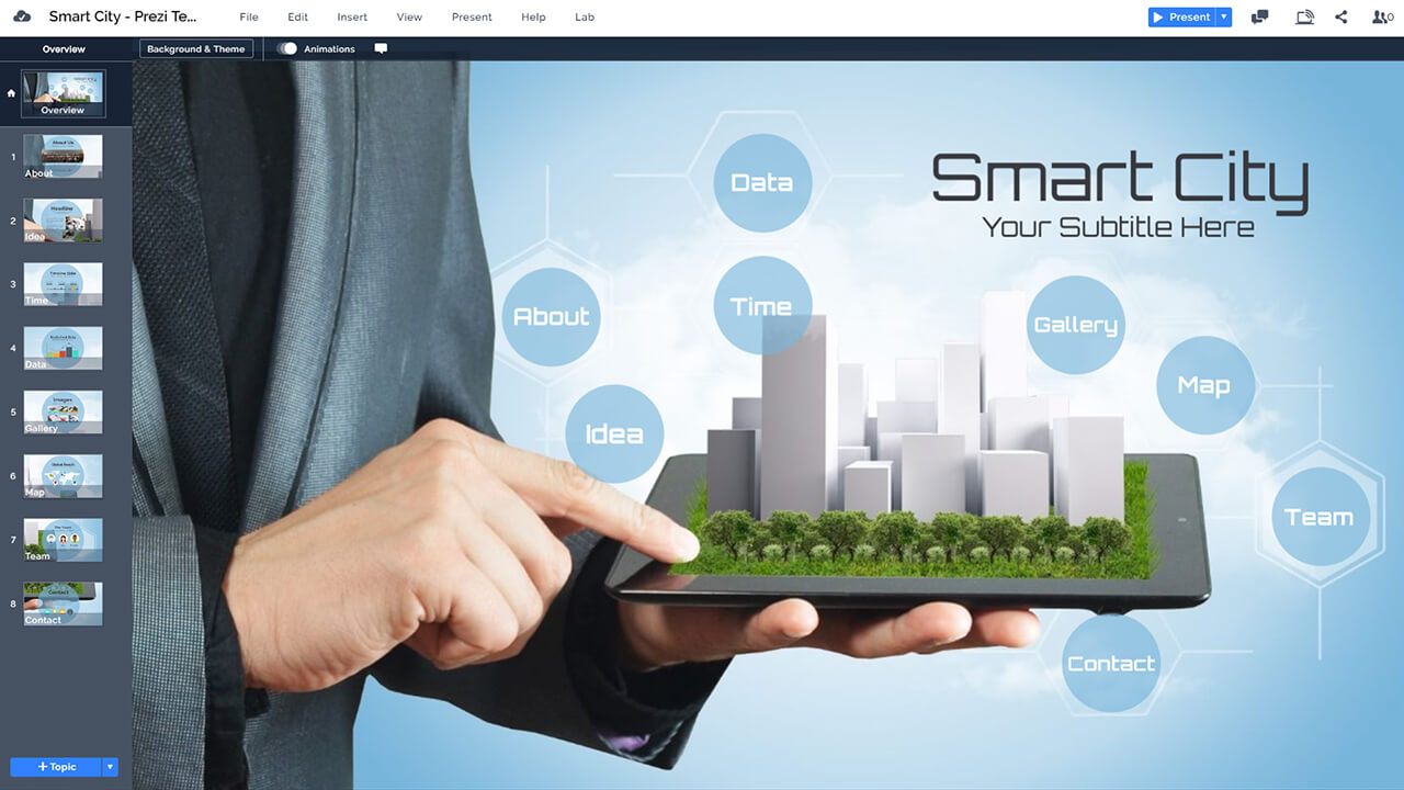 smart-city-3d-ipad-technology-urban-planning-businessman-city-in-hand-prezi-presentation-template