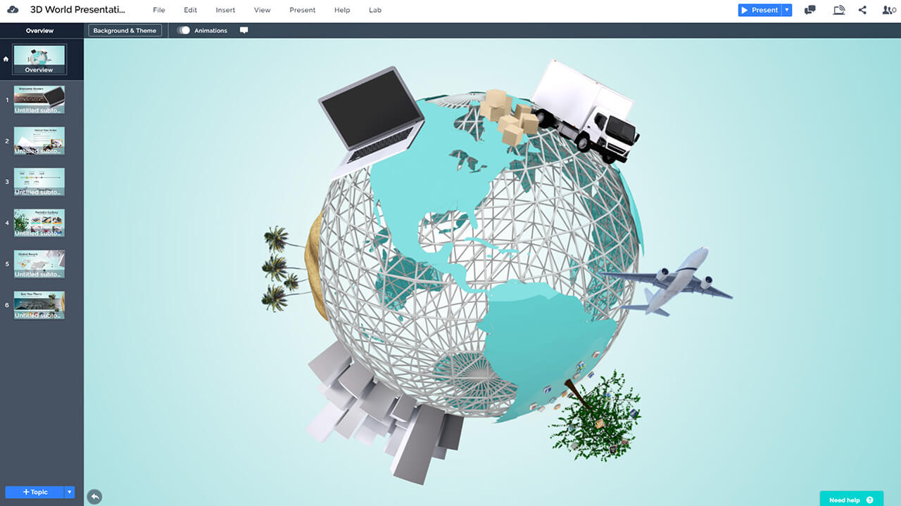 3d World Creative Prezi Template Prezibase