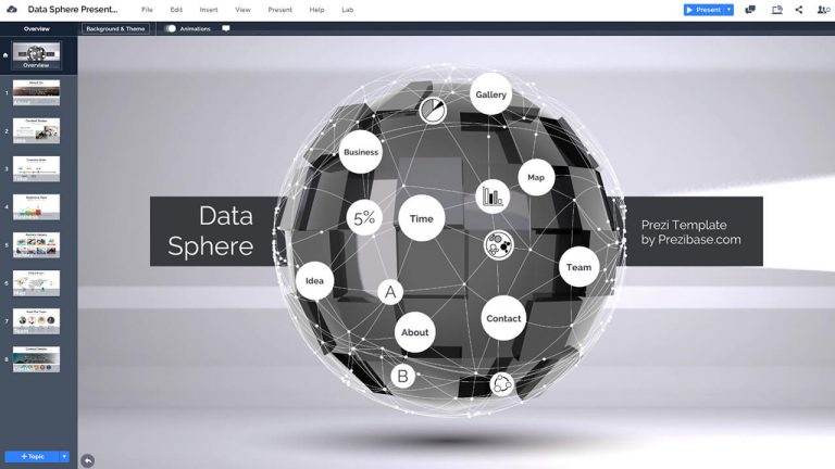Data Sphere 3d Prezi Template Prezibase