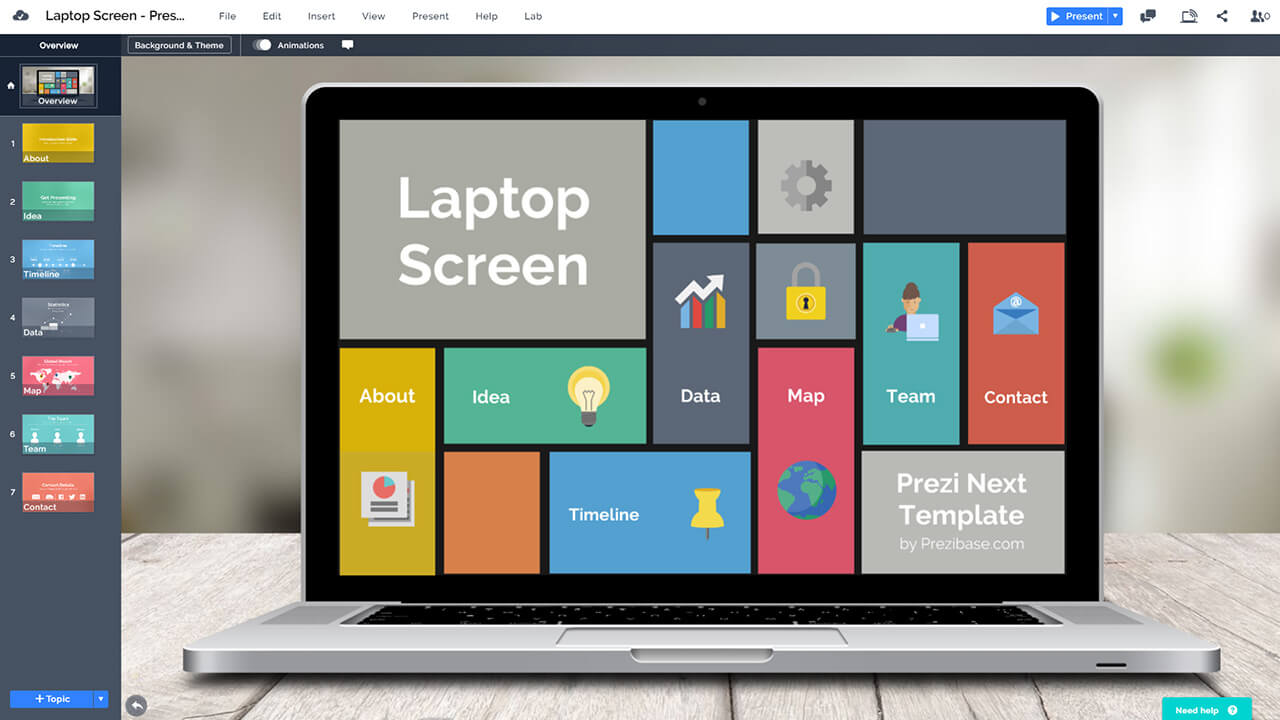 Laptop Screen Prezi Template Prezibase