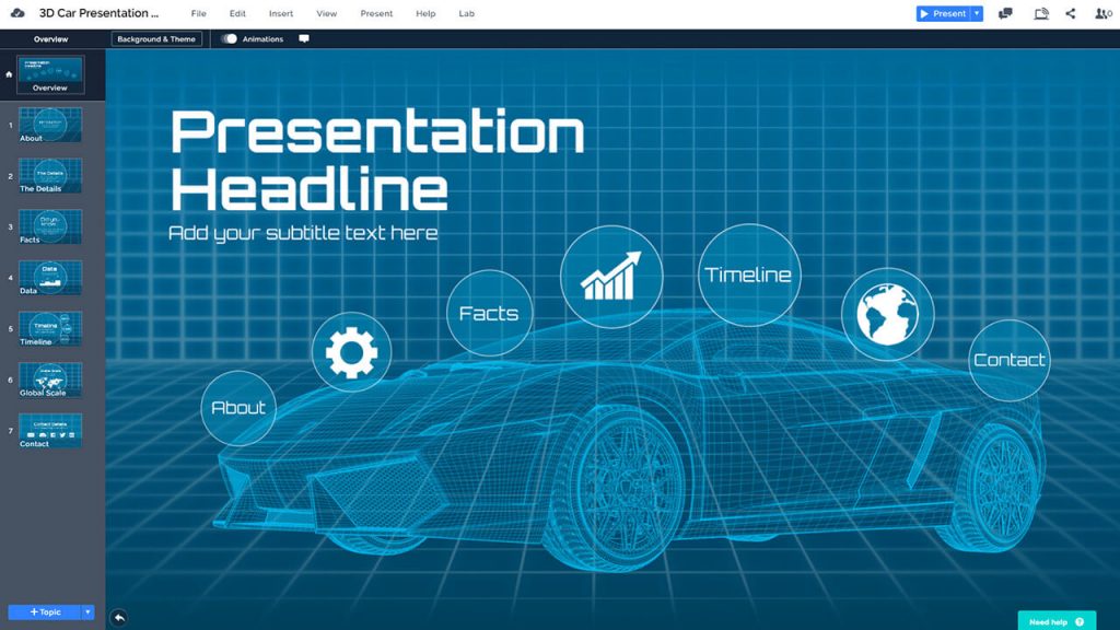 3D Infographic Car Presentation Template Prezibase