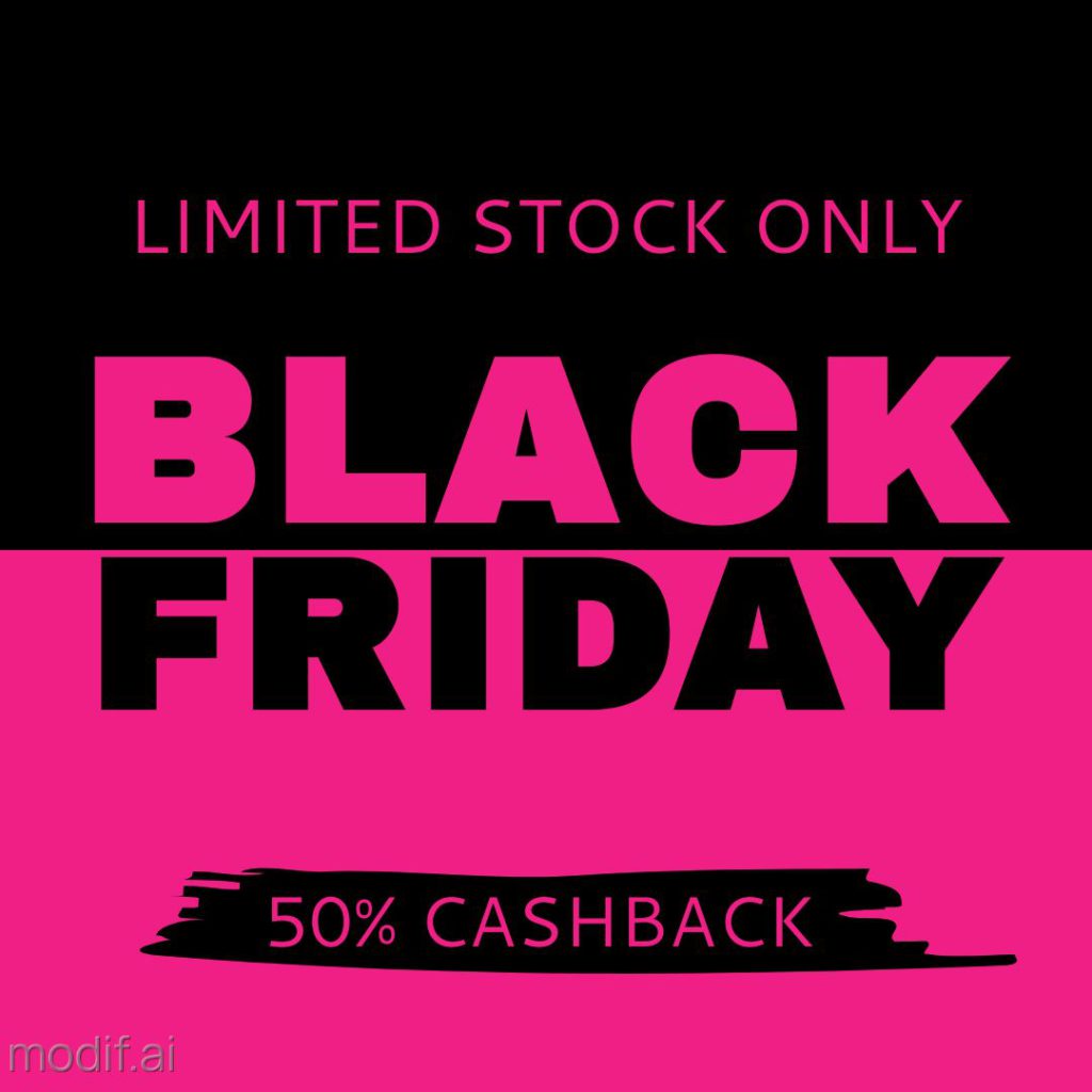 Promote your Black Friday sale or offer. With a creative and eye-catching Instagram Post template. The template includes a combination of pink and black.