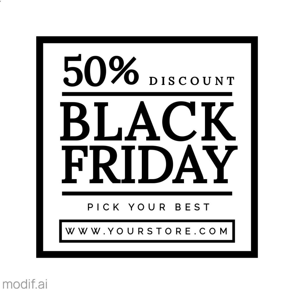 Black friday instagram post on mall black background. Simple and minimalistic. Advertise your Black Friday deals with this banner.