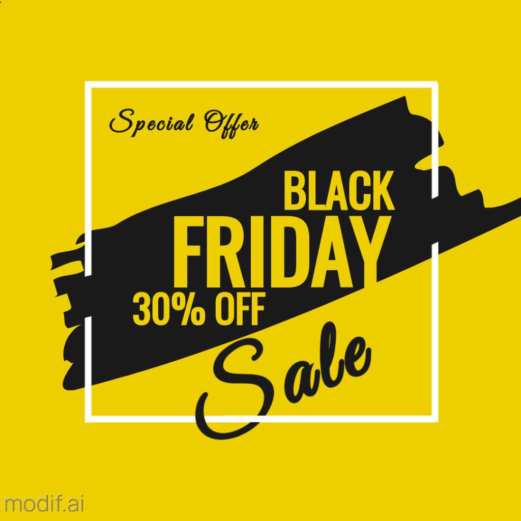 Black Friday themed banner template to promote Black Friday sales. Advertise on Instagram or on the website. Cool yellow and black banner.